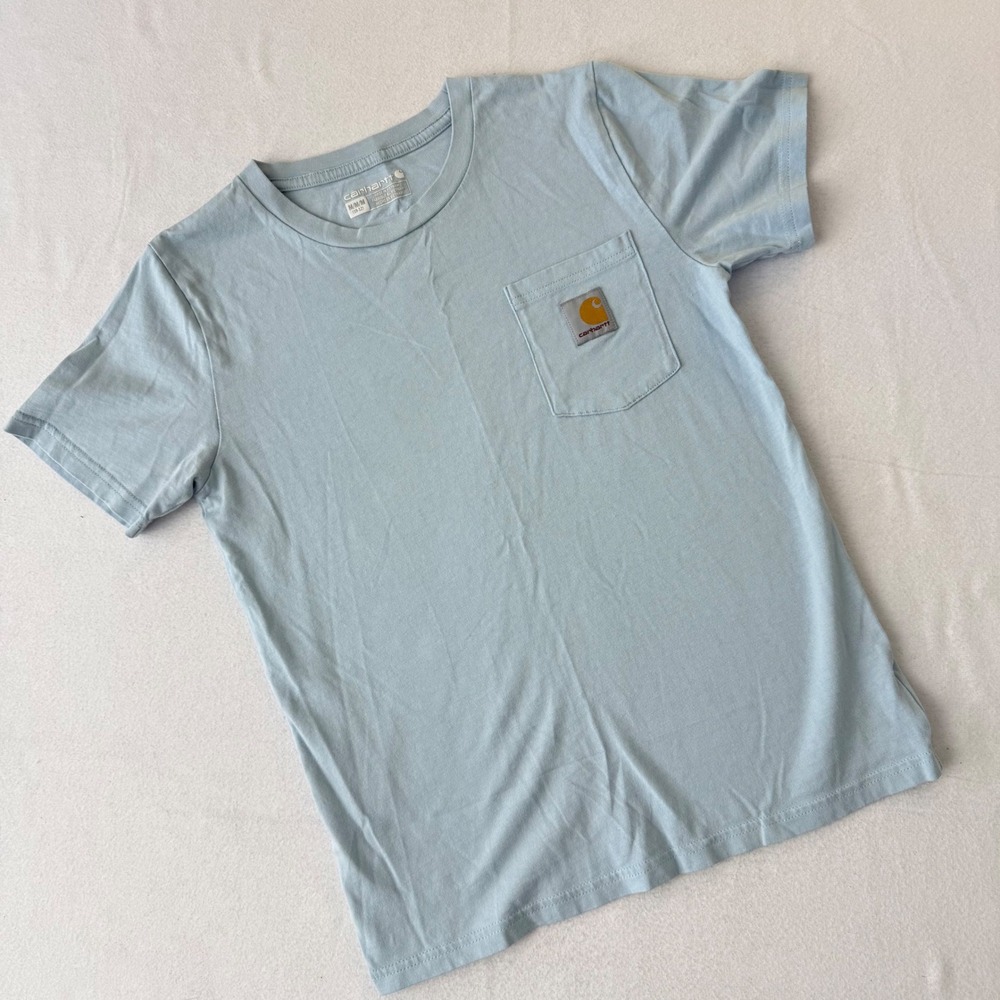 Carhartt Kids Boys Medium 10-12 Light Blue Short Sleeve Pocket T-Shirt